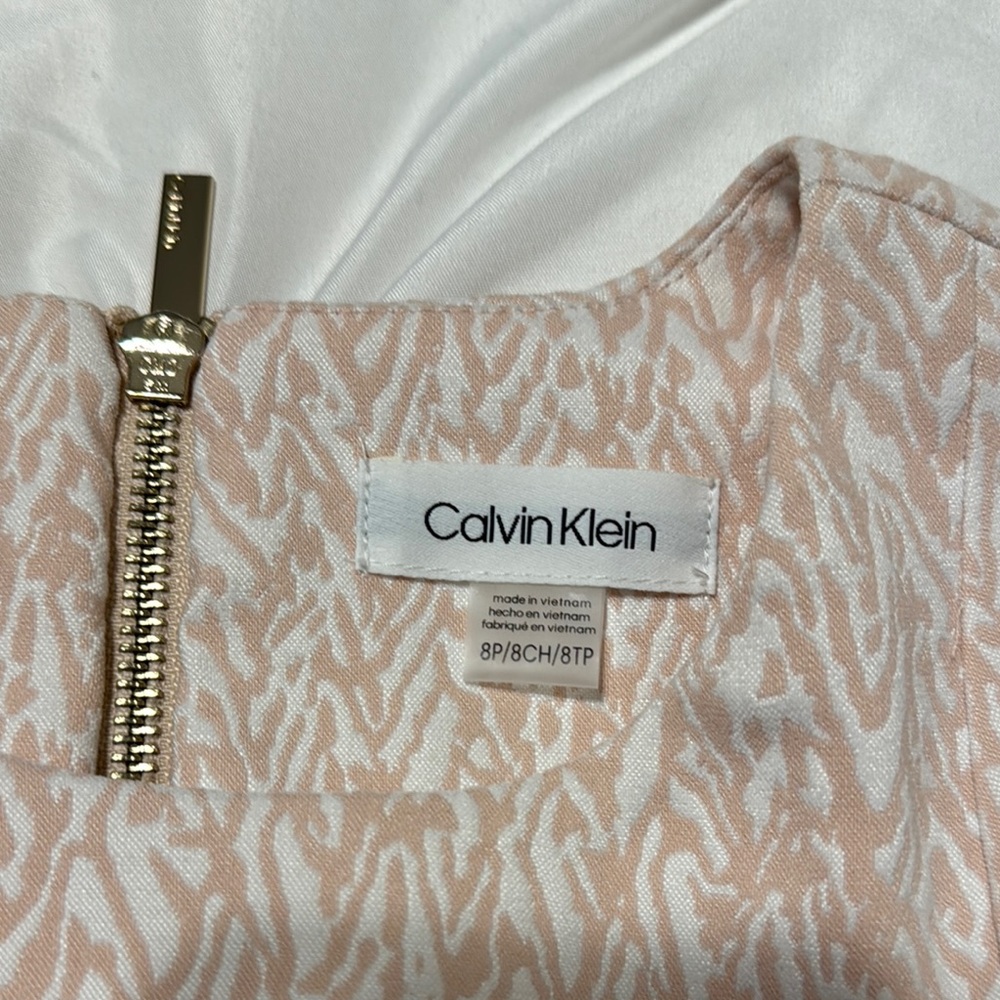 NWT Calvin Klein Pink and White Sleeveless Dress 0073